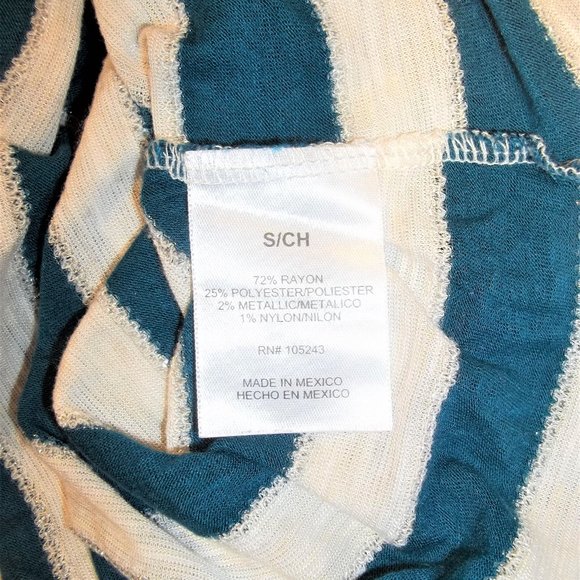 a.n.a. A New Approach Womens Top Blouse Size Small Striped Scoop Neck Teal White - Picture 5 of 6